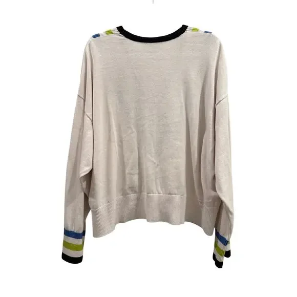 Tommy Hilfiger Sweater Size XXL 2XL White V-Neck Cotton Blend Striped - Picture 2 of 7